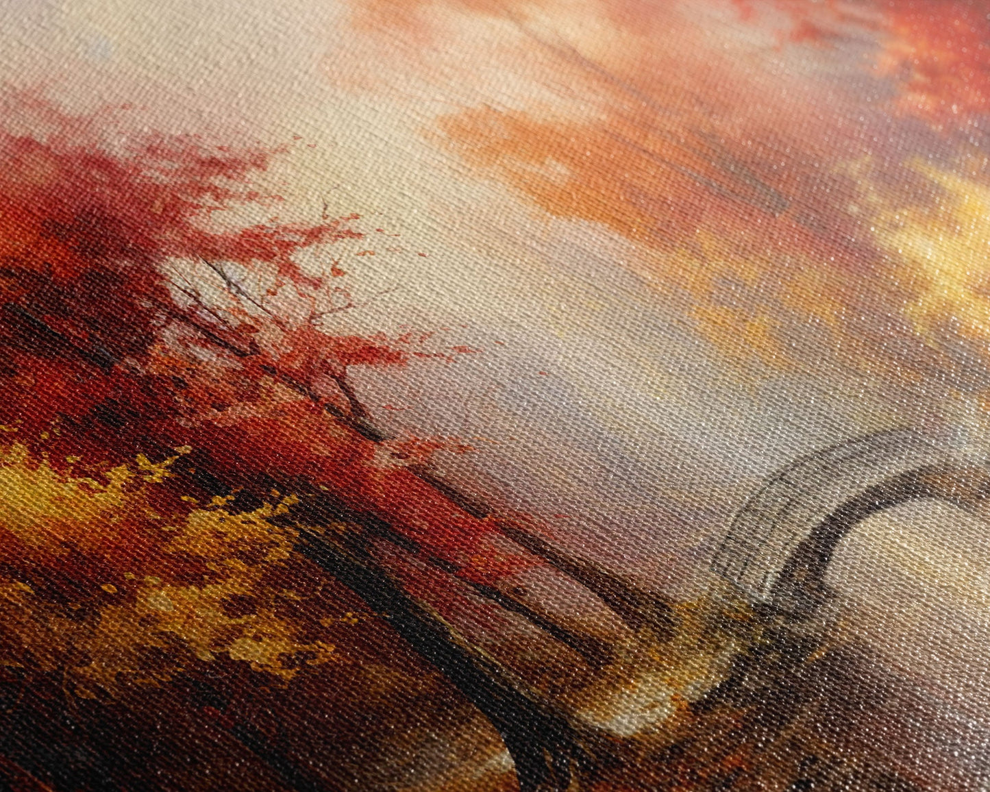 Fall Decor, 3 Piece Wall Art Set, Autumn Forest Oil Painting Canvas Prints, Fall Decorations, Halloween Art, Fall Forest Landscape Painting