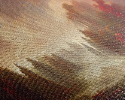 Hazy Forest Fantasy Art, Ready To Hang Canvas Print, Panoramic Art, Fog Covered Forest High Fantasy RPG Concept Art