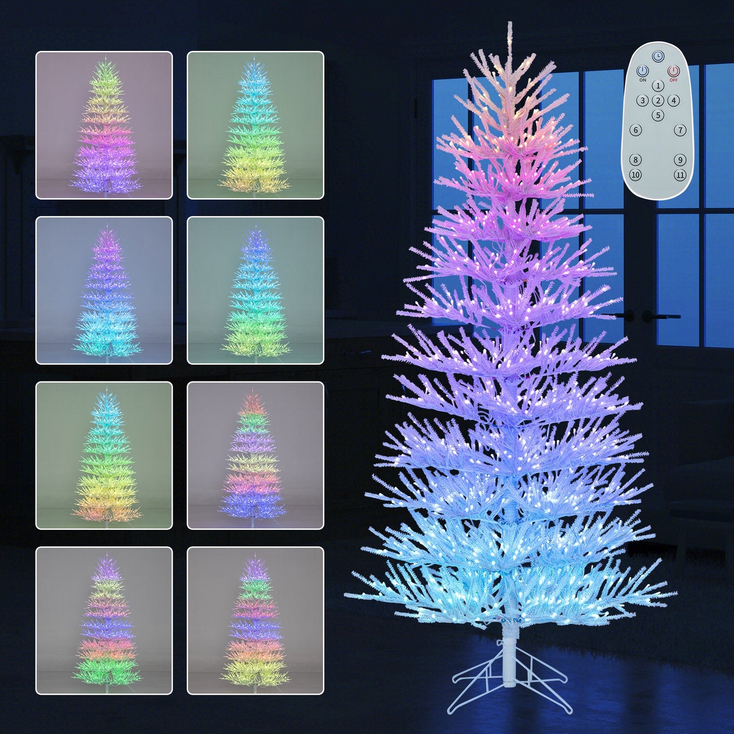 7 FT Artificial Pre-lit Christmas Tree Hinged Xmas Tree with 820 Coral-like Branch Tips