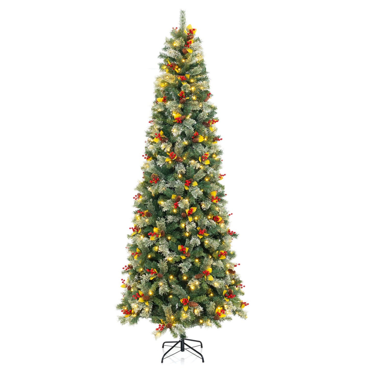 5/7.5/9 FT Pre-Lit Artificial Christmas Tree with 453/1096/1416 PVC and Pine Needles