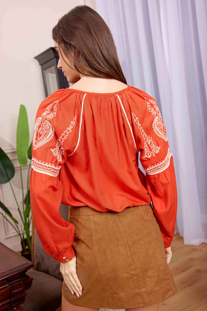 Bohera  Pauline Embroidered Accent Top