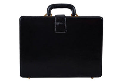 Leather Executive Men's Leather Attache Briefcase - Black