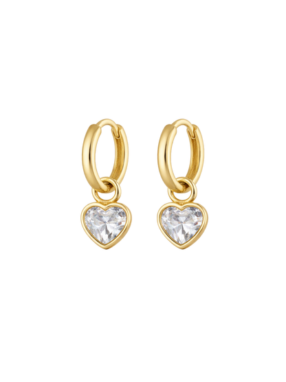 Bezel Heart Huggie Earring