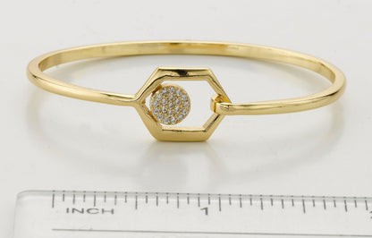 14k Gold Plated Bangle Accented With Floating Cz Circle