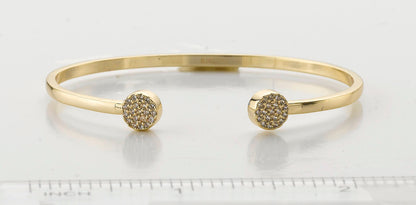14K Gold Plated Cuff Bangle Accented With CZ Circles