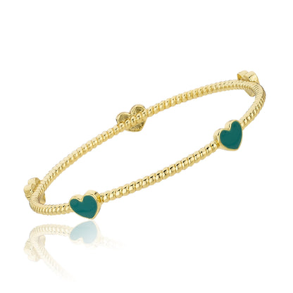 Rope Enamel Heart Bangle