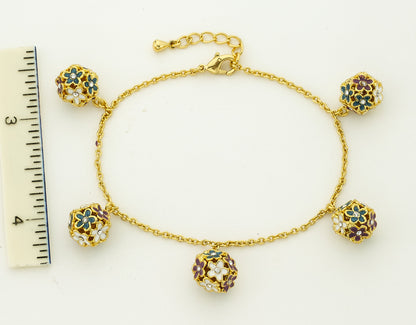 Enamel Flower Cluster Ball Bracelet