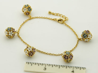 Enamel Flower Cluster Ball Bracelet