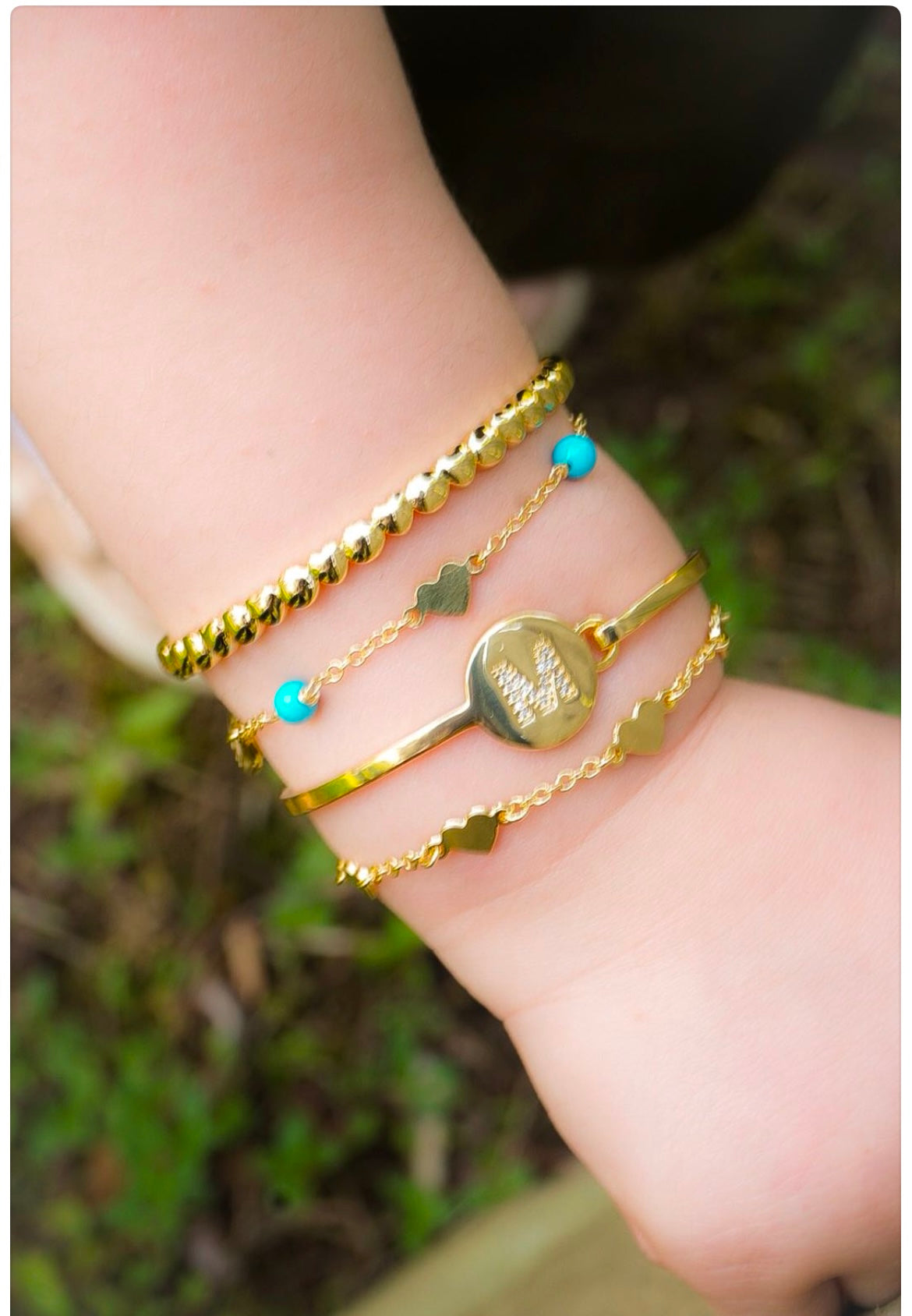 Gold Initial Disc Bangle