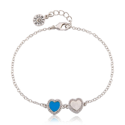 LMTS Classic! Cz Framed Heart Chain Bracelet