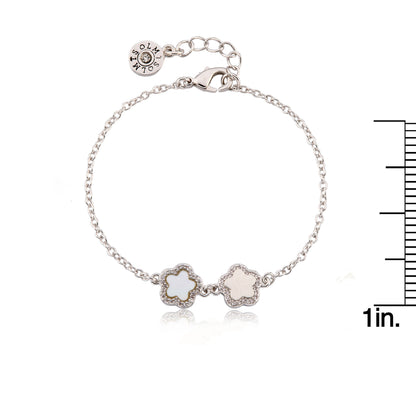 LMTS Classic! Cz Framed Flower Chain Bracelet