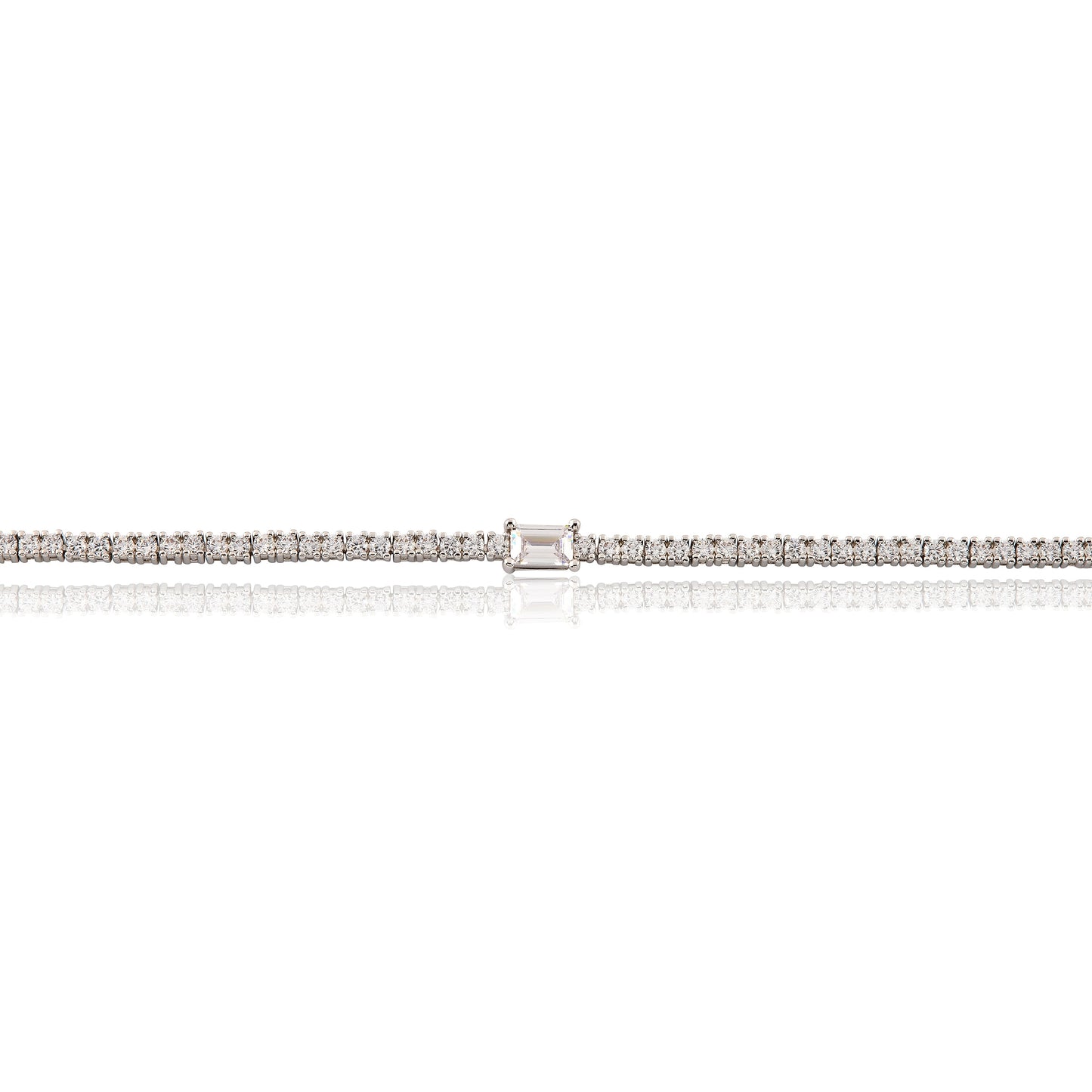 Rhodium Plated Cz Tennis Bracelet