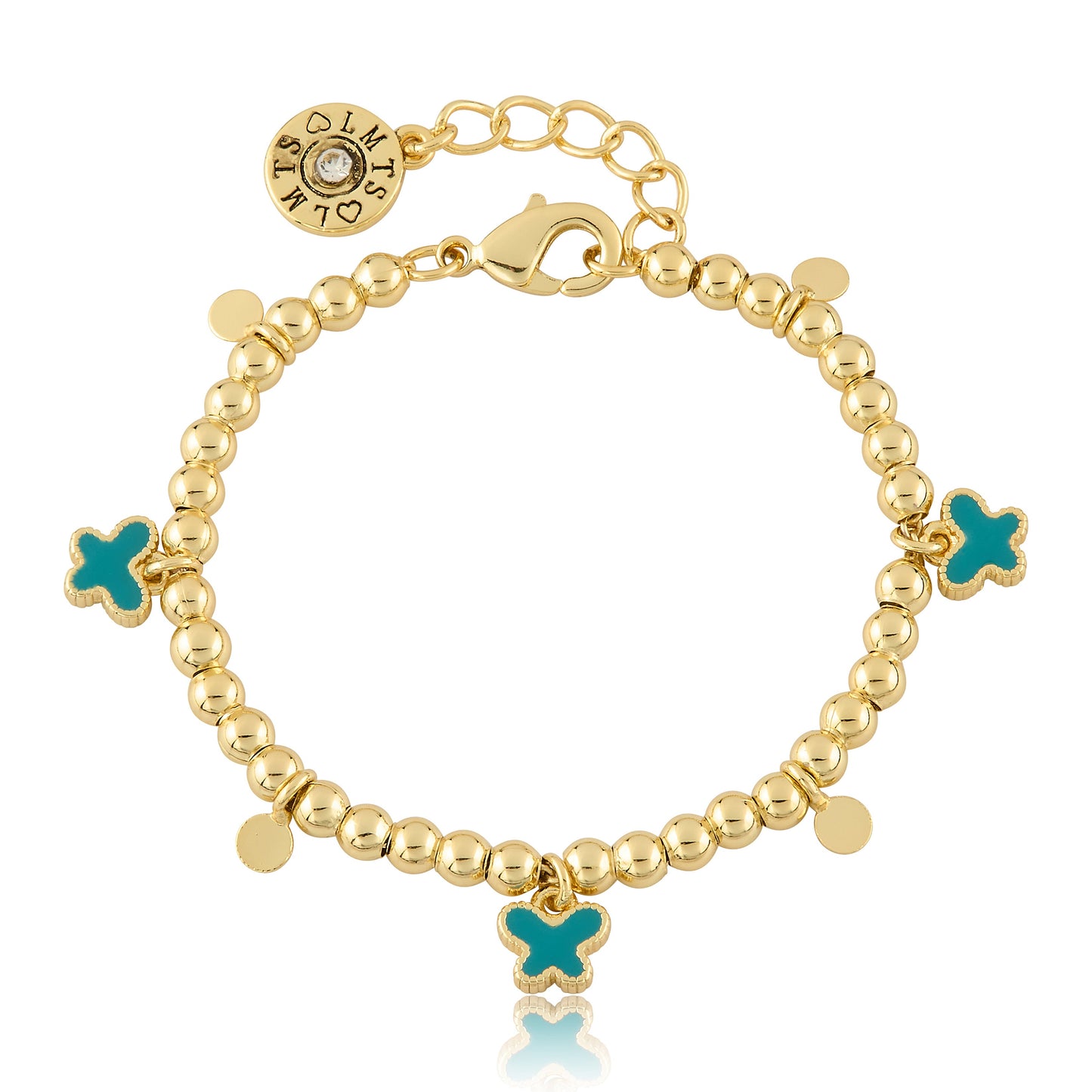 LMTS Classic! Bead & Disc Dangles Butterflies Bracelet