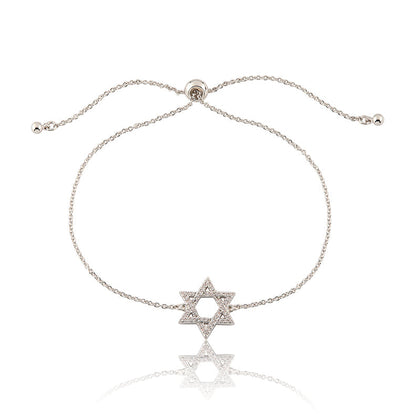 LMTS Classic! 14K Gold Plated Cz Star Of David Bolo Chain Bracelet