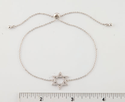 LMTS Classic! 14K Gold Plated Cz Star Of David Bolo Chain Bracelet