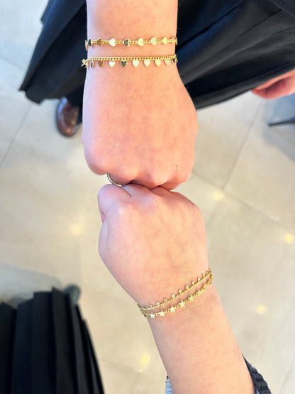14K Gold Plated Stars On Link  Bracelet