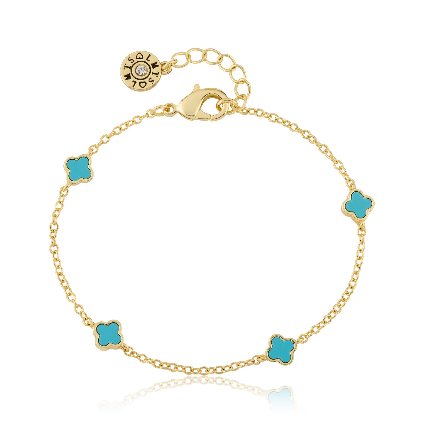 14K Gold Plated 6mm Clover Station Chain Bracelet