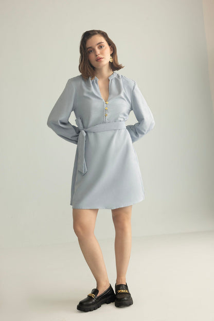 Raven March Shirt Dress in Light Grey
