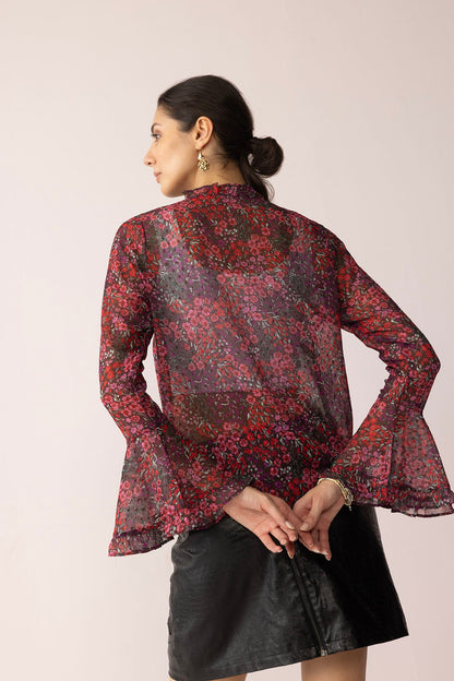 Rosette Reverie Top in Berry Bloom