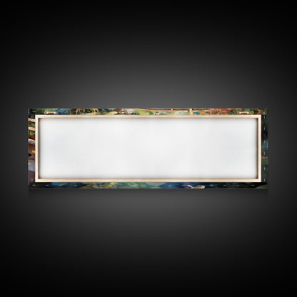 Panoramic Koi Pond Painting Canvas Print, Framed Wall Art, Unique Home Decor, Gift Idea, Art With Frame, Living Room Art