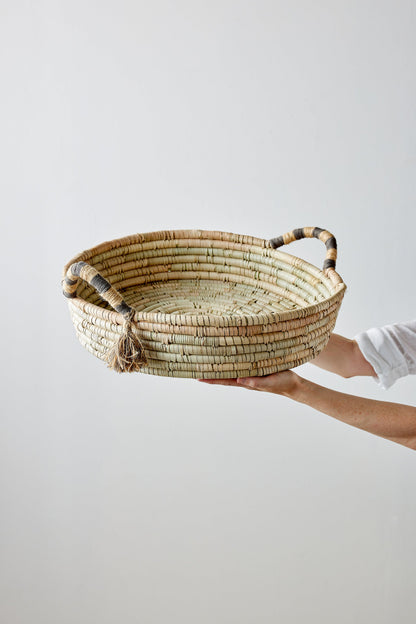 Natural Banded Betty Tray with Tassel