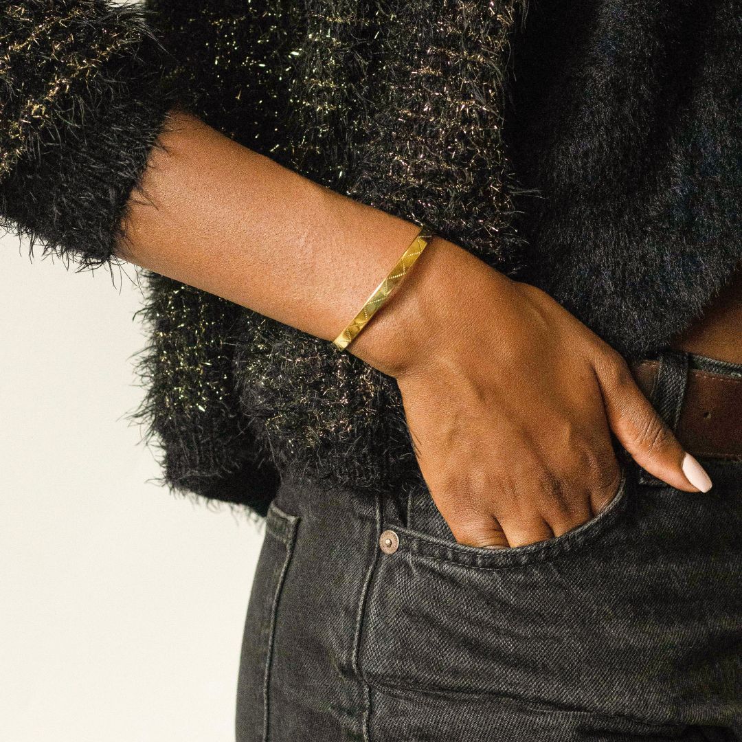 Engraved Brass Cuff Bracelet | Rubi