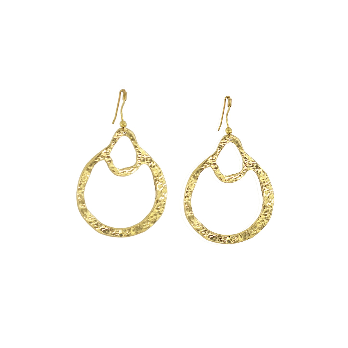 Hammered Double-Loop Brass Hoop Earrings | Kobe