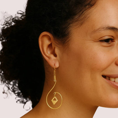Wire Work Brass Dangle Earrings for Women | Nuru