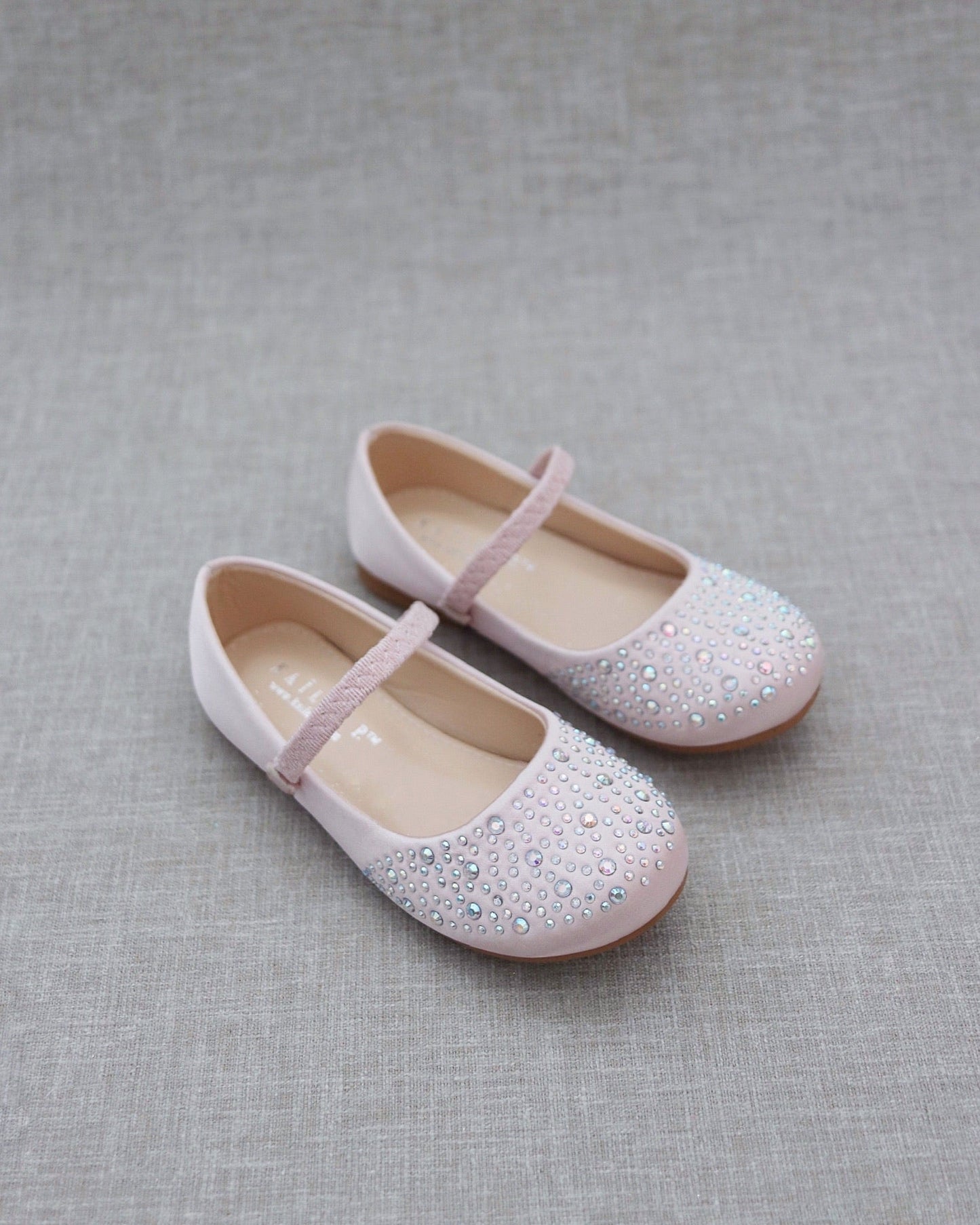 Satin Maryjane Flats with Rhinestones Embellishment