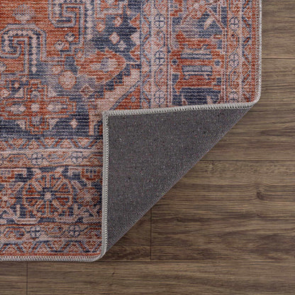 Burnt Orange Taber Medallion Washable Area Rug