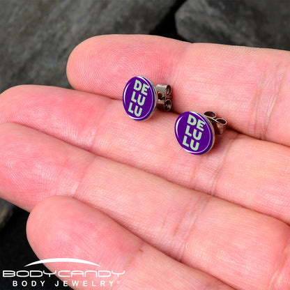 Word DELULU Stud Earrings by Onyx O