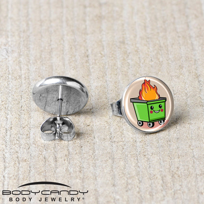 Dumpster Fire Stud Earrings by Onyx O