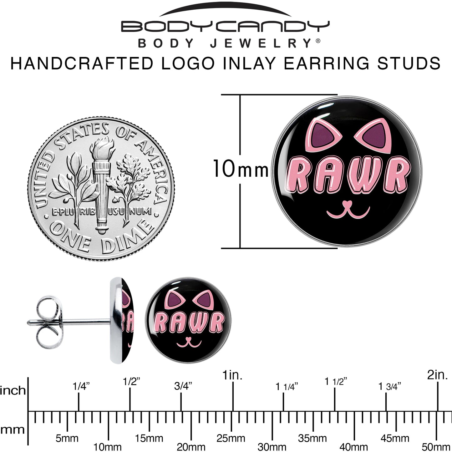 RAWR Kitty Cat Stud Earrings by Onyx O