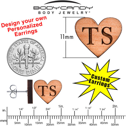 Custom No 1 Earrings Wood Initial Heart Personalized Stud Earrings