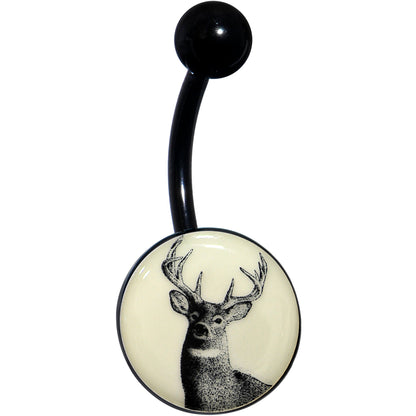 Glow in the Dark Titanium Deer Buck Belly Ring