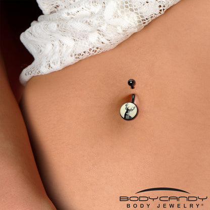 Glow in the Dark Titanium Deer Buck Belly Ring