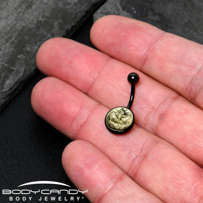 Black Titanium Bad Jack O' Lantern Glow in the Dark Belly Ring
