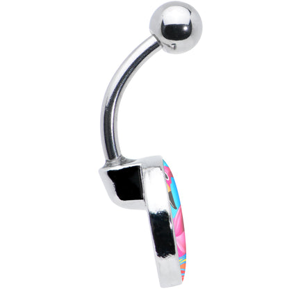 Rainbow Sea Floating Flamingo Belly Ring by Onyx O