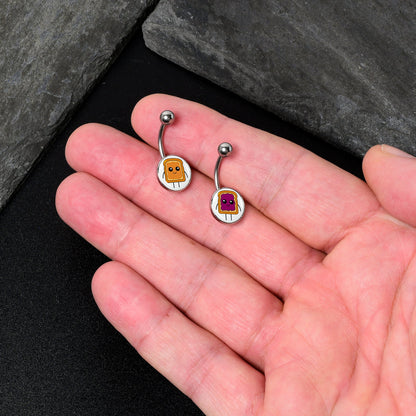 PB and J Peanut Butter and Jelly Sandwich BFF Set of 2 Belly Rings by Onyx O