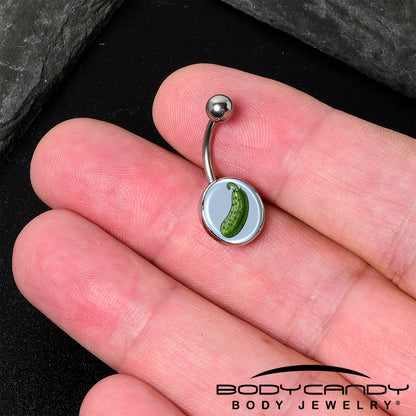 Green Pickle Belly Ring by Onyx O