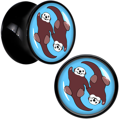 Oh My Otters Animal Black Acrylic Saddle Plug Set by Onyx O