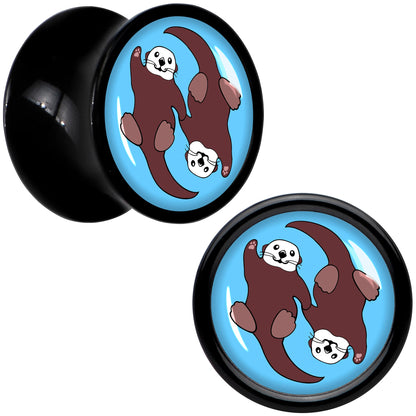 Oh My Otters Animal Black Acrylic Saddle Plug Set by Onyx O