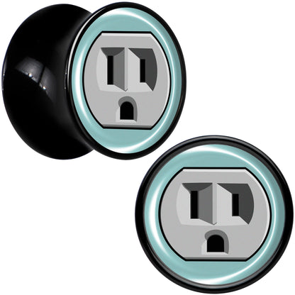 0G Frowning Plug OutletBlack Acrylic Saddle Plug Set by Onyx O