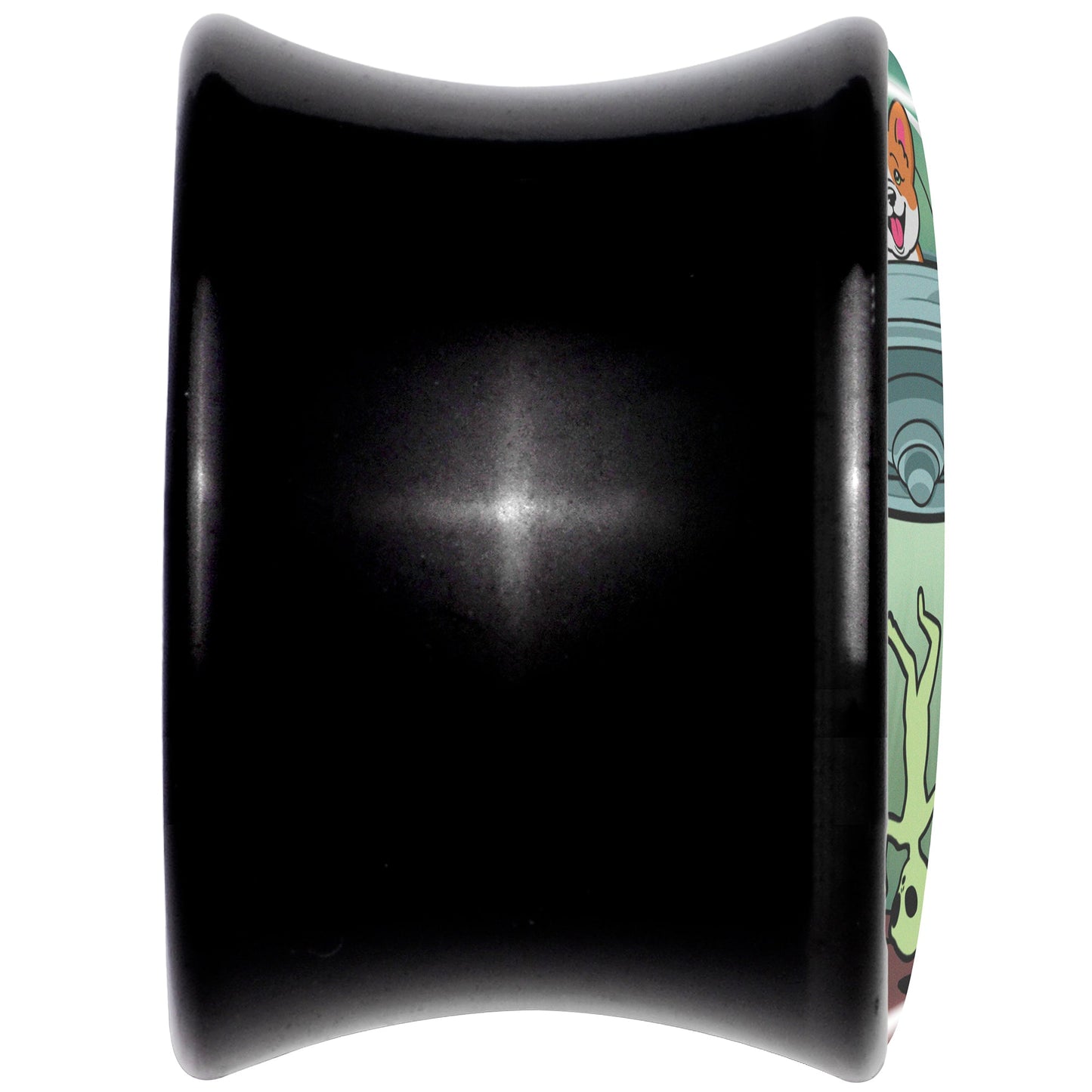 0G Reverse Alien UFO Abduction Black Acrylic Saddle Plug Set by Onyx O