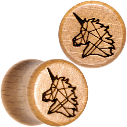 Organic Beechwood Geometric Unicorn Saddle Plug Set 0G to 25mm