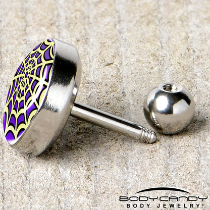 16G 1/4 Two Tone Spider Web Tragus Cartilage Earring by Onyx O