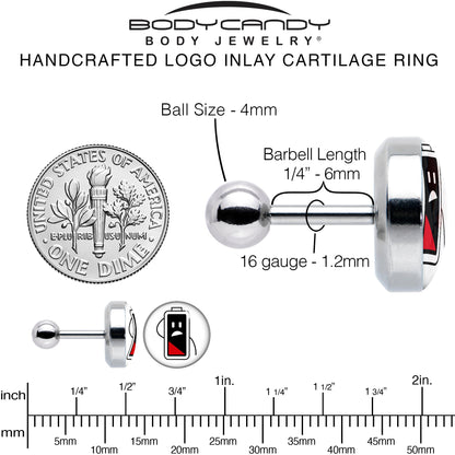 16G 1/4 Battery Empty Cartilage Tragus Earring by Onyx O