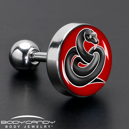 16G 1/4 Black Snake Cartilage Tragus Earring by Onyx O
