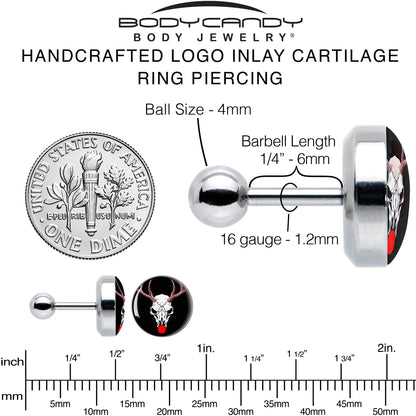 16G 1/4 Holiday Dead Nosed Reindeer Tragus Cartilage Earring by Onyx O