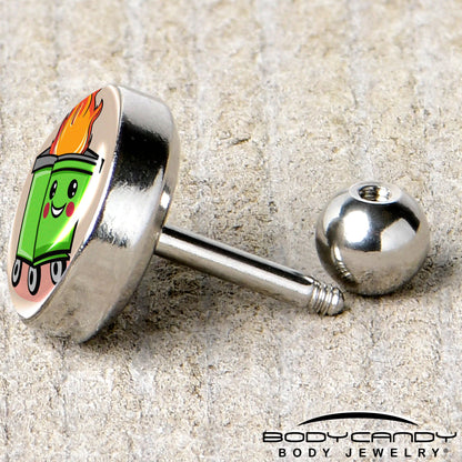 16G 1/4 Dumpster Fire Tragus Cartilage Earring by Onyx O